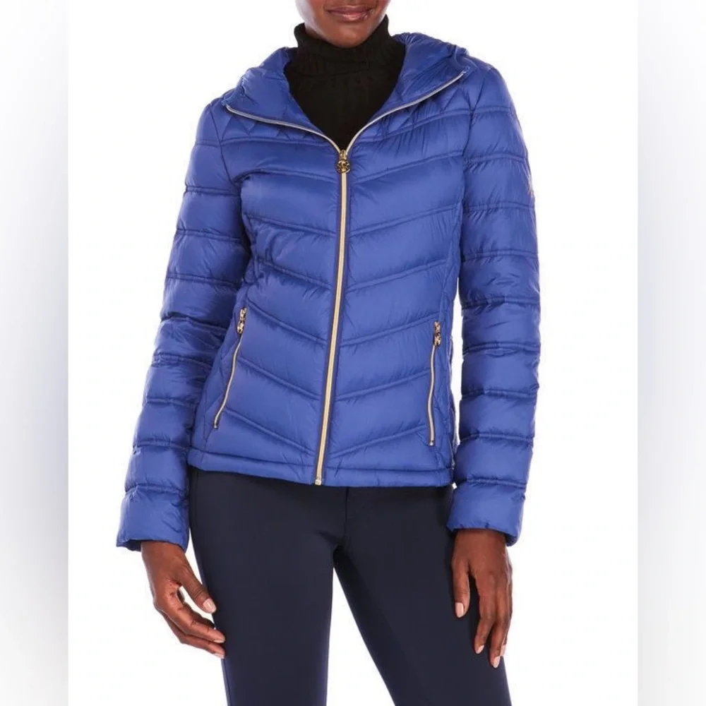 Michael Kors Women's Blue Puffer Jacket size‎ S